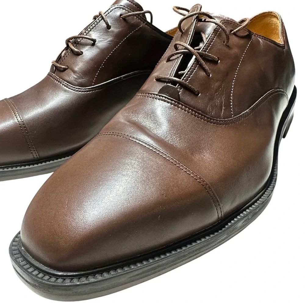 Rockport Reserve Winsford Mens 13 Tan Burnished Leather Cap Toe Oxfords‎ NWT